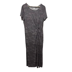 Maurices 24/7 Damen Twist Waist Maxikleid Größe L Grau Camouflage Stretch Freizeit - Bild 1 von 9