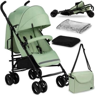 MoMi AKIRA Buggy Kinderwagen – Zusammenklappbar, Leicht 6,7 kg, Zubehör - Grün - Bild 1 von 4