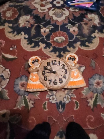 sittre ceramic Vintage Gingerbread Clock Rare Orange Color Cover