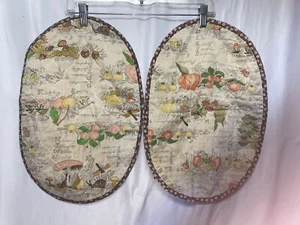 Vintage Brown Tan Floral & Fruit Vegatable Quilted Placemats Set of 3 - Picture 1 of 4