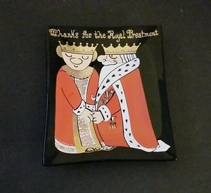 ~Royal Treatment Tip Tray King Queen Thank You Hostess Glass Plate~ Souvenir~ - Picture 1 of 8