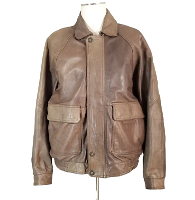 London туман Bomber куртка пальто мужской большой коричневый кожаный ретро изолированный зимний - Изображение 1 из 4