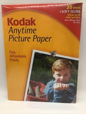 Kodak Anytime Picture Paper Photo Soft Gloss 20 Sheets 8 1/2" X 11" Brand New - Image 1 of 4