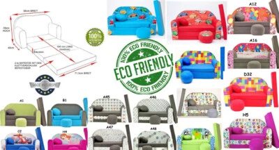 Kindersofa 3in1 Schlafsofa + Pouf Fußhocker Spielsofa Sitzkissen Sofabett Couch - Bild 1 von 4