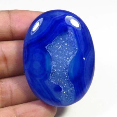 Geoda de ónix piedra preciosa ovalada 45x34x7 mm 97 cts ágata de ónix natural cabinas druzy OND-1755 Foto 1 de 4