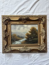 Antique Oil on Canvas Impressionist Landscape Painting