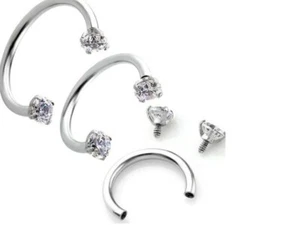 Sparkle Crystal Horseshoe Piercing Septum Hoop Cartilage Earring Lip Ring - Picture 1 of 12