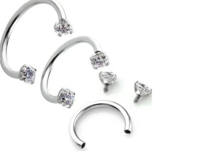 Sparkle Crystal Horseshoe Piercing Septum Hoop Cartilage Earring Lip Ring - Image 1 of 4