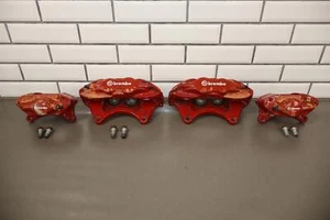08-15 Mitsubishi Lancer Evolution Evo X OEM Brembo Brake Caliper Set (4) 74K Red - Foto 1 di 21