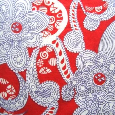 50cm x 91cm Psychedelic Vintage Cotton Sewing Fabric 1960s Retro Red Purple - image 1 of 4