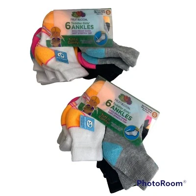 2 paquetes de calcetines tobilleros Fruit of the Loom niñas 12 Pr 6 - 18 MOS talla 1 1/2 - 4 Foto 1 de 4