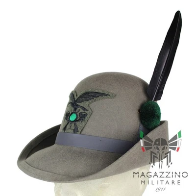 Cappello Alpino da Truppa Originale COMPLETO di Fregio, Nappina e Penna - Immagine 1 di 4
