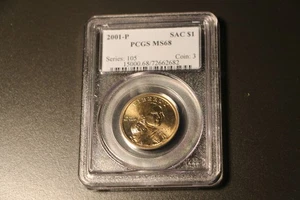 2001 P SACAGAWEA DOLLAR PCGS MS68 SPOTLESS AND BRILLANT - Picture 1 of 2
