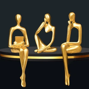 Gold Home Decor Thinker Statue Accents, Set of 3 Thinker Sculptures Office De... - Bild 1 von 9