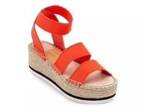 Dolce Vita Lury Elastic Platform Espadrilles Sandals Coral Orange Women’s Sz 7.5 - Picture 1 of 8