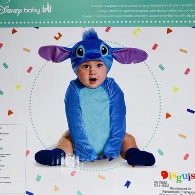 New! Infant 6-12 Months Disney Lilo & Stitch Baby Halloween Costume Blue - Image 1 of 4