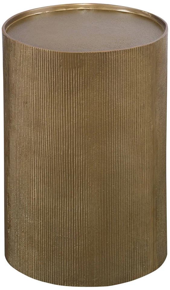 Glam Aluminum Round Accent Table 12" Wide Antique Gold for Living Room Bedroom - Image 1 of 1