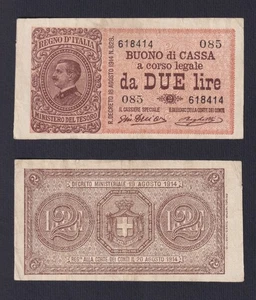 Banconota Italia 2 lire Vittorio Emanuele III° 1917 P.-37b BB/VF - Imagen 1 de 1