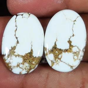 28.85 Cts Natural Wild Horse Pair Oval Cabochon Loose Gemstone 15x23x3 mm HJ130 - Picture 1 of 6
