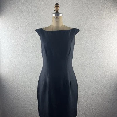 Винтажный l 90-х 4 Geary Roark Kamisato темно-синий льняной смеси с открытой спиной банты мини-платье - Изображение 1 из 4