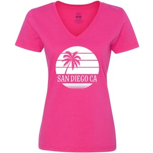 Inktastic San Diego California Beach Women's V-Neck T-Shirt Ca Cities Trip Tees - Picture 1 of 7