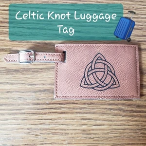 Etiqueta de equipaje nudo círculo celta cuero crudo bolso ubicación encanto con hebilla - Imagen 1 de 6