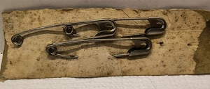 Vintage 3" Safety Pins Set Of 3 Slightly tarnished - Picture 1 of 3