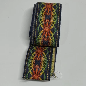 2 Yards Multicolor Embroidery Jacquard Ribbon Trim Blue Colorful - Picture 1 of 4
