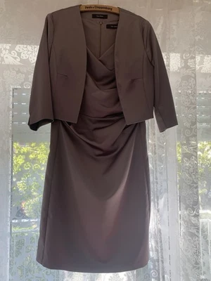 vera mont cocktail kleid 40 mit Bolero taupe,Satinoptik - Bild 1 von 4