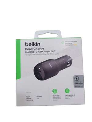 Belkin USB-C PD Car Charger 36W Dual 18W USB-C Power Delivery Car Charger - Image 1 of 2