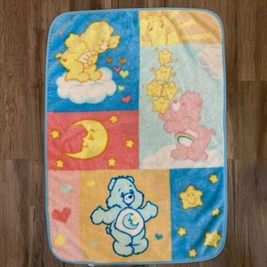 VTG Care Bears Plush Baby Blanket Thick Crib Throw Bedtime Funshine 42x31 - Picture 1 of 5