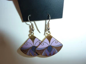 VINTAGE ANDEA CLOISONNE ART MULTICOLOR Earrings - Picture 1 of 4