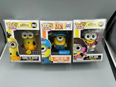 Funko POP Minions LOTE Kung Fu Kevin FYE AÑOS 70 Bob I Corazón Gru Nuevo en estuches Foto 1 de 4