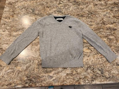 Abercrombie Kids Gray Stretch Long Sleeve V Neck Pullover Sweater Boys 5/6 - Image 1 of 4