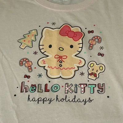 Hello Kitty Happy Holidays T-Shirt Women's Size L Sanrio Cute Christmas - Image 1 of 4