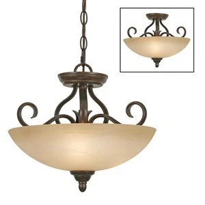 Golden Lighting 1567-SF PC Riverton Peppercorn Convertible Semi-Flush