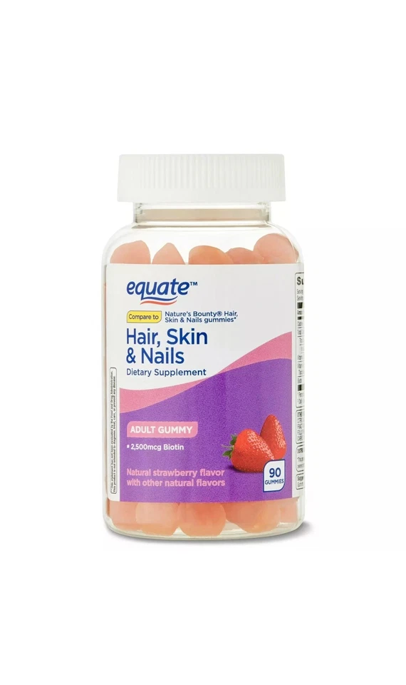 Gomitas para adultos Equate Hair, Skin & Nails, 90 unidades - Soporte de belleza+ Foto 1 de 1