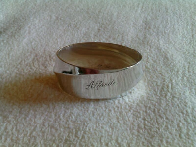 Vintage Meio Século Moderno Alemão 800 Anel de Guardanapo de Prata Gravura com Nome "Alfred" - Imagem 1 de 4
