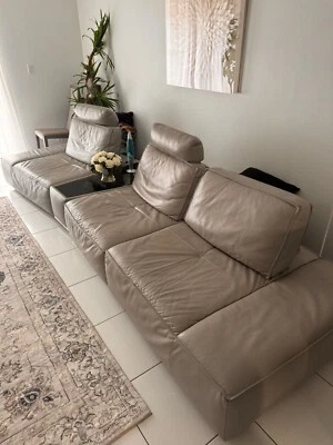 100% Natural Italian Leather Couch, Color Grey  - Image 1 of 3