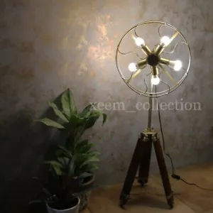 Antique Tripod 5 Light Floor Lamp Looks Adjustable Wooden Tripod gift - Picture 1 of 9