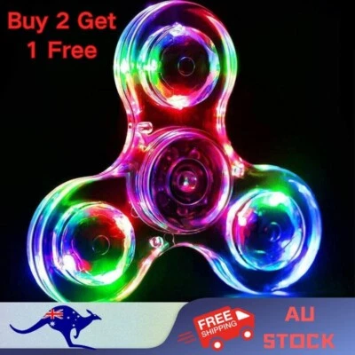LED Rainbow Fidget Spinner Luminous Glows in Dark Kid Stress Relief Fun Toy AUS - image 1 of 4