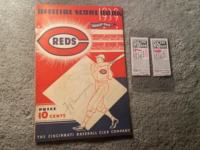 JUNE 14 1939 PROGRAM w 1 AUTOG + 2 TICKET STUBS CINCINNATI REDS CROSLEY FIELD - Image 1 of 4