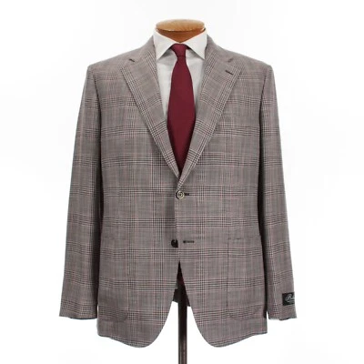 Belvest NWT Wool / Silk Blend Sport Coat Size 54R (44R US) In Burgundy Plaid - Image 1 of 4