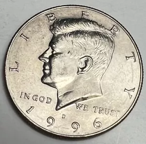 1996 D John Kennedy Half Dollar Coin 50 Cents - Denver Good circulated - Picture 1 of 2