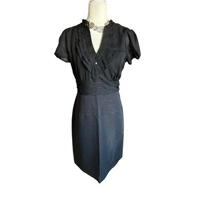  Vestido Signature by Sangria negro con volantes a lunares bloques de colores, para mujer 10, nuevo sin etiquetas Foto 1 de 4