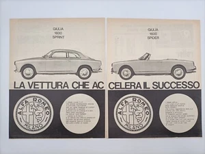 Clipping Ritaglio Pubblicità Advertising 1963 ALFA ROMEO GIULIA 1600 SPRINT - Picture 1 of 1