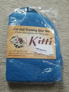 Kitti Cat Anti-Tracking Kitty Litter Mat 24" x 18" Blue Paw Print - New - R113 - Picture 1 of 3
