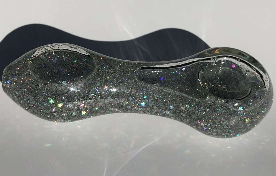 Freezable Pipe 5” Thick Glass Freeze GEL Holographic Glitter Star Crown 2020