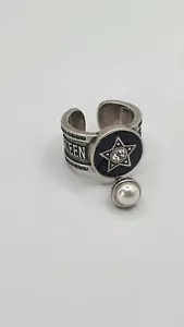 Alexander Mcqueen Antique Silver Tone Jewelled Ring - Picture 1 of 5