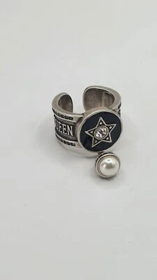 Alexander Mcqueen Antique Silver Tone Jewelled Ring - Image 1 of 4